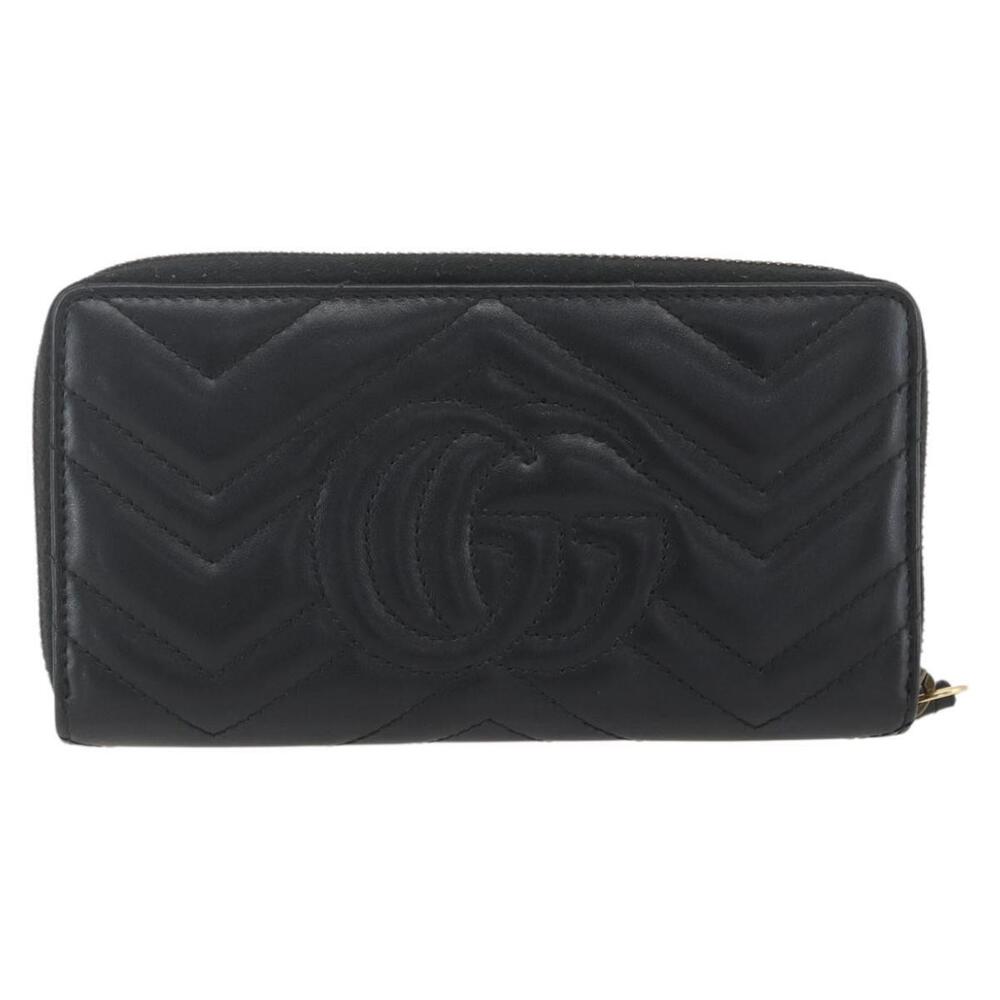 GUCCI GG Marmont Round Long Wallet Leather Black 443123 Auth am10264V - Picture 2 of 16